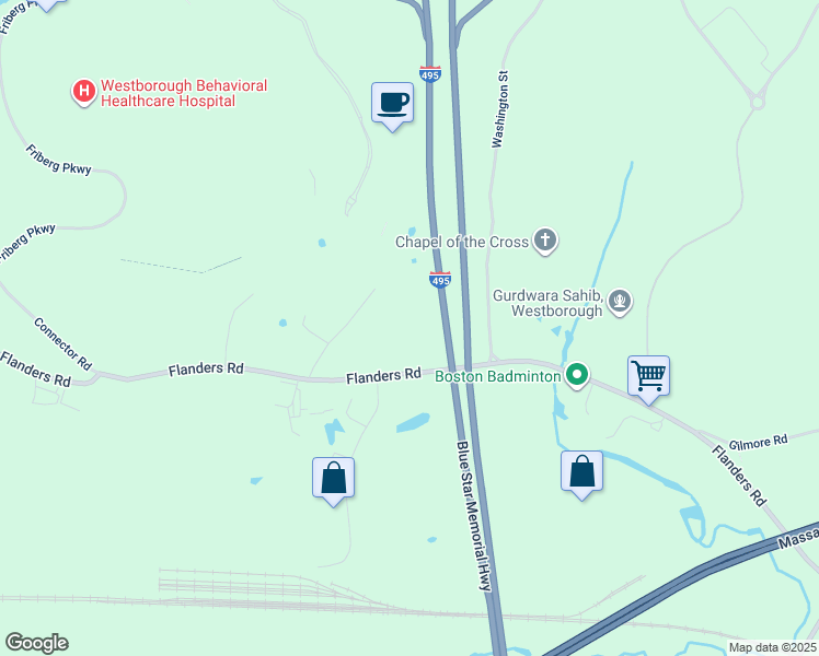 map of restaurants, bars, coffee shops, grocery stores, and more near 150 Flanders Road in Westborough