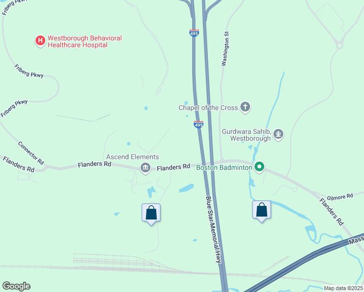 map of restaurants, bars, coffee shops, grocery stores, and more near 150 Flanders Road in Westborough
