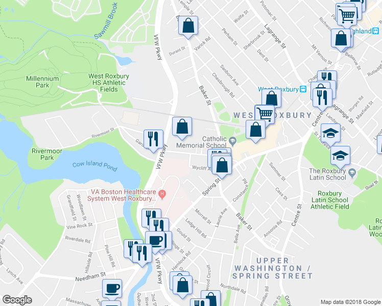 map of restaurants, bars, coffee shops, grocery stores, and more near 83 Gardner Street in Boston