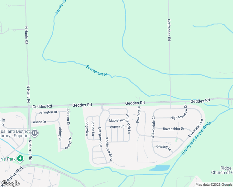 map of restaurants, bars, coffee shops, grocery stores, and more near 9745 Geddes Road in Superior Charter Township