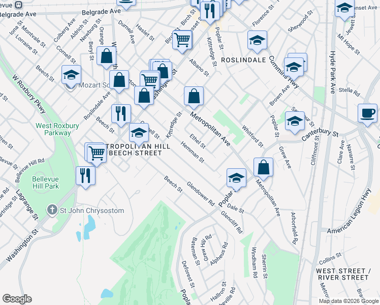 map of restaurants, bars, coffee shops, grocery stores, and more near 49 Hemman Street in Boston