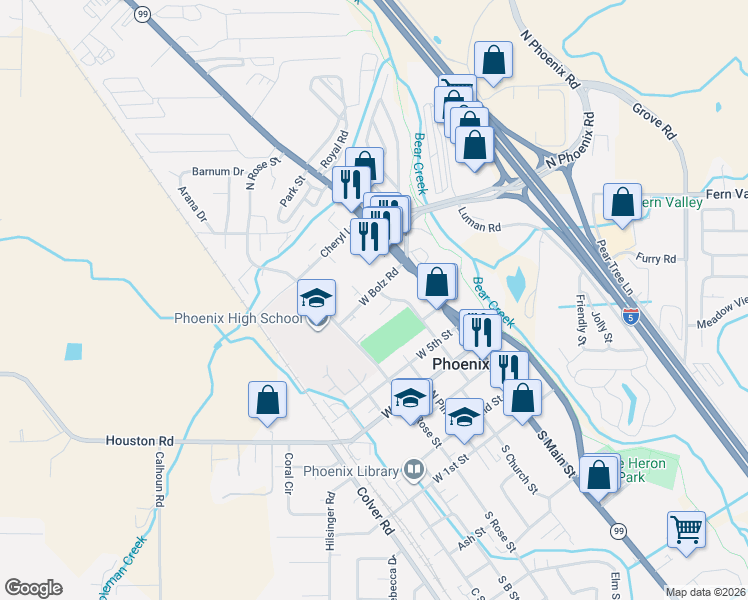 map of restaurants, bars, coffee shops, grocery stores, and more near 723 North Church Street in Phoenix