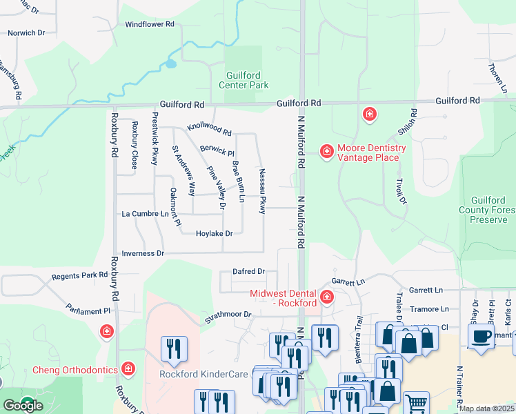 map of restaurants, bars, coffee shops, grocery stores, and more near 908 Nassau Parkway in Rockford