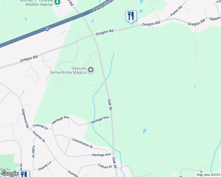 map of restaurants, bars, coffee shops, grocery stores, and more near 183 Oak Street in Ashland