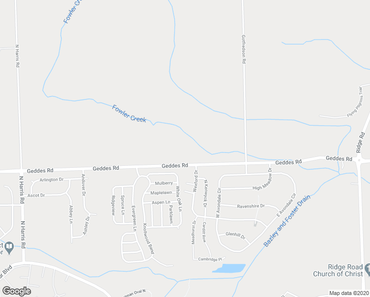 map of restaurants, bars, coffee shops, grocery stores, and more near 9745 Geddes Road in Superior Charter Township