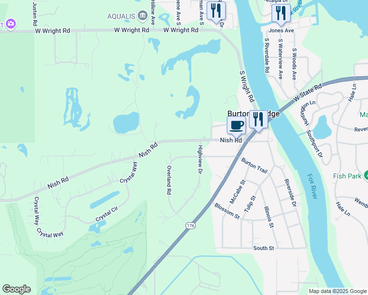 map of restaurants, bars, coffee shops, grocery stores, and more near 1907 Nish Road in Crystal Lake