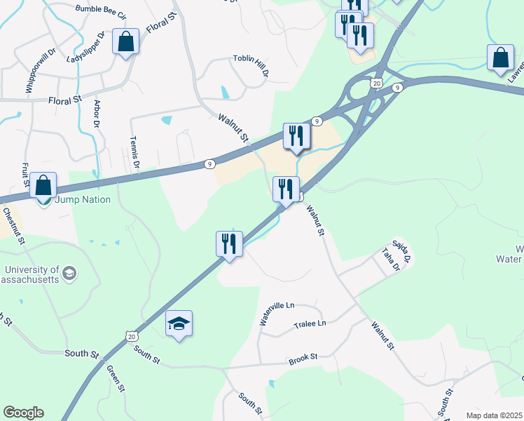map of restaurants, bars, coffee shops, grocery stores, and more near 907 Hartford Turnpike in Shrewsbury
