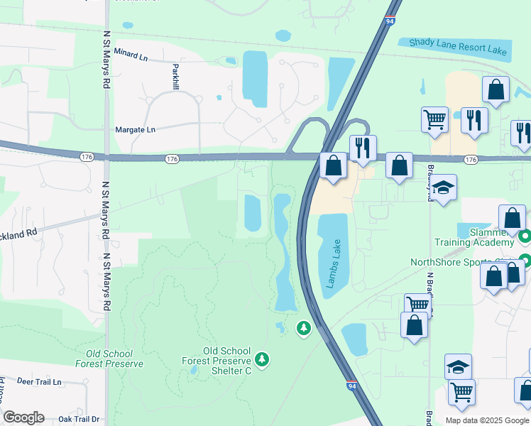 map of restaurants, bars, coffee shops, grocery stores, and more near 14585 West Rockland Road in Libertyville