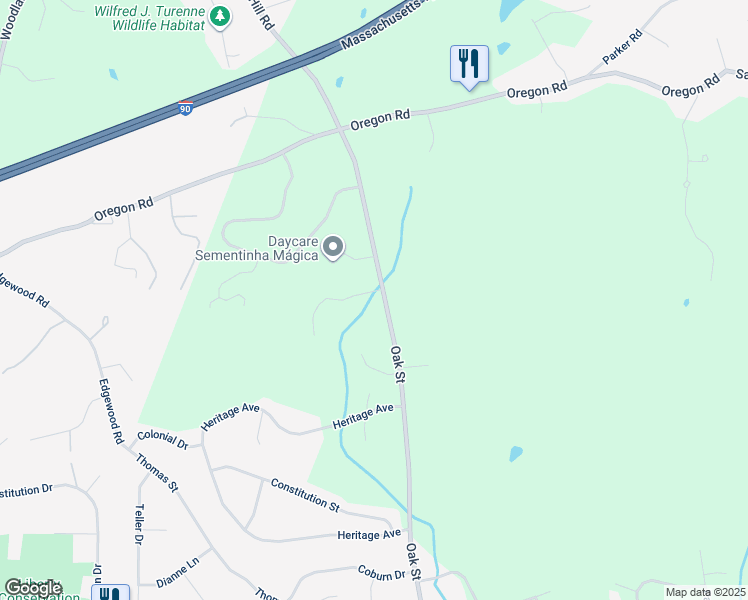 map of restaurants, bars, coffee shops, grocery stores, and more near 183 Oak Street in Ashland