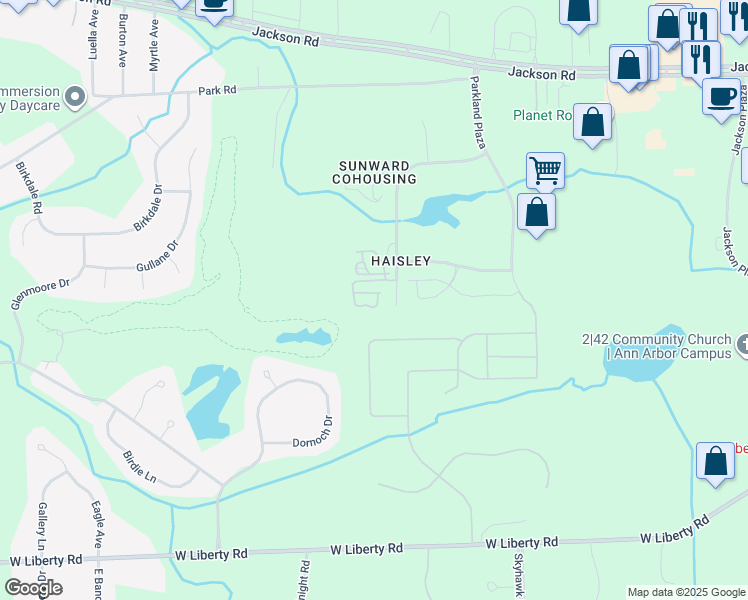 map of restaurants, bars, coffee shops, grocery stores, and more near 560 Little Lake Drive in Ann Arbor