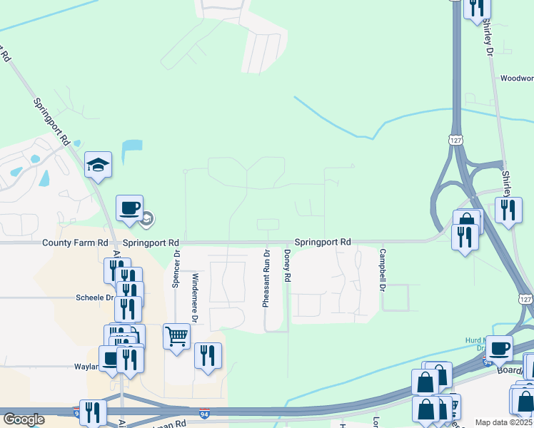 map of restaurants, bars, coffee shops, grocery stores, and more near 3021 North Pointe Drive in Jackson