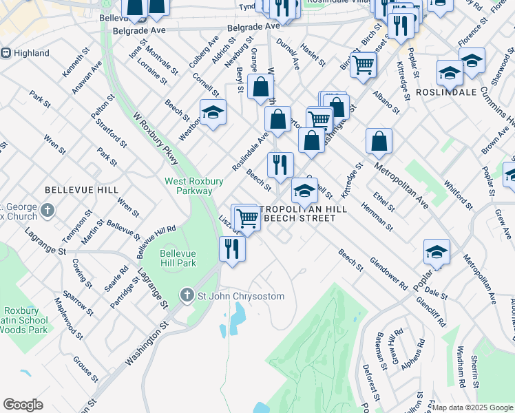 map of restaurants, bars, coffee shops, grocery stores, and more near 14 Haydn Street in Boston