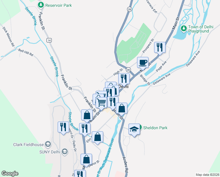 map of restaurants, bars, coffee shops, grocery stores, and more near in Delhi