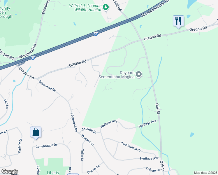 map of restaurants, bars, coffee shops, grocery stores, and more near 52 Independence Lane in Ashland