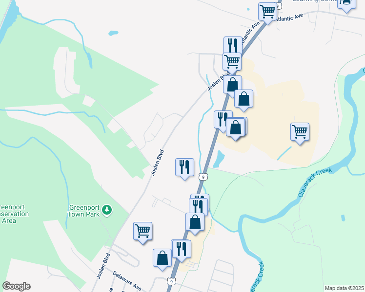 map of restaurants, bars, coffee shops, grocery stores, and more near 540 Joslen Boulevard in Hudson