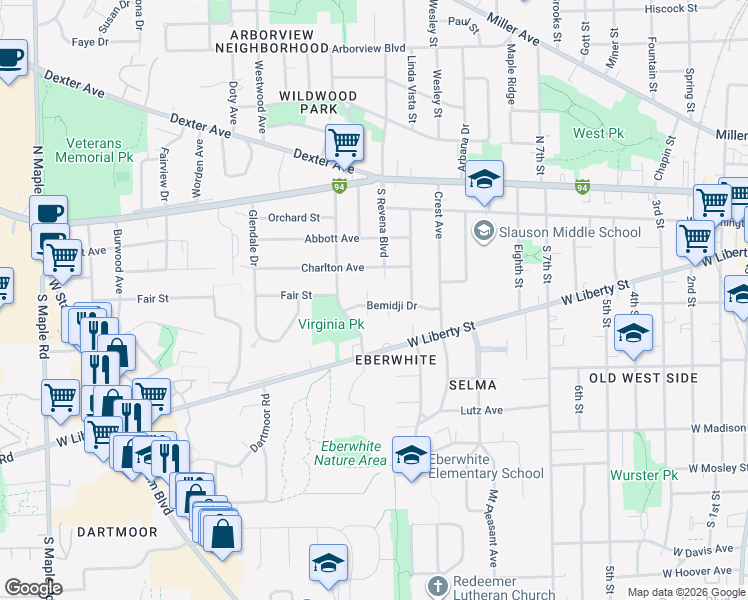 map of restaurants, bars, coffee shops, grocery stores, and more near 531 Ventura Court in Ann Arbor
