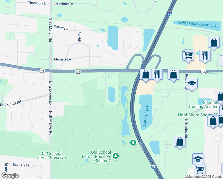 map of restaurants, bars, coffee shops, grocery stores, and more near 14585 West Rockland Road in Libertyville