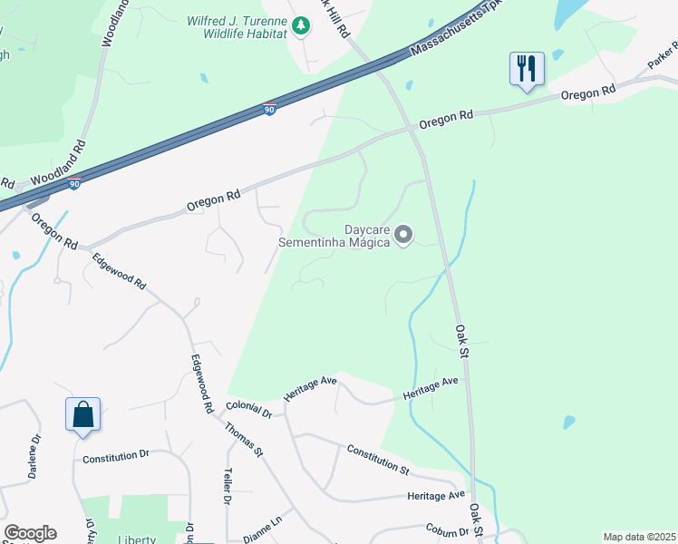 map of restaurants, bars, coffee shops, grocery stores, and more near 52 Independence Lane in Ashland