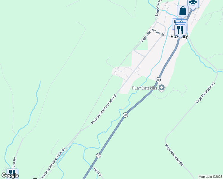 map of restaurants, bars, coffee shops, grocery stores, and more near 1631 County Road 41 in Roxbury