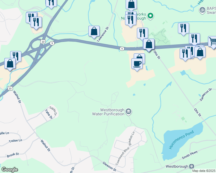 map of restaurants, bars, coffee shops, grocery stores, and more near 346 Turnpike Road in Westborough