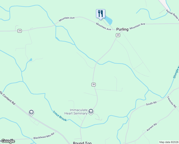 map of restaurants, bars, coffee shops, grocery stores, and more near 418 County Road 39 in Purling