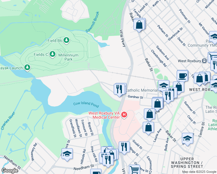 map of restaurants, bars, coffee shops, grocery stores, and more near in Boston