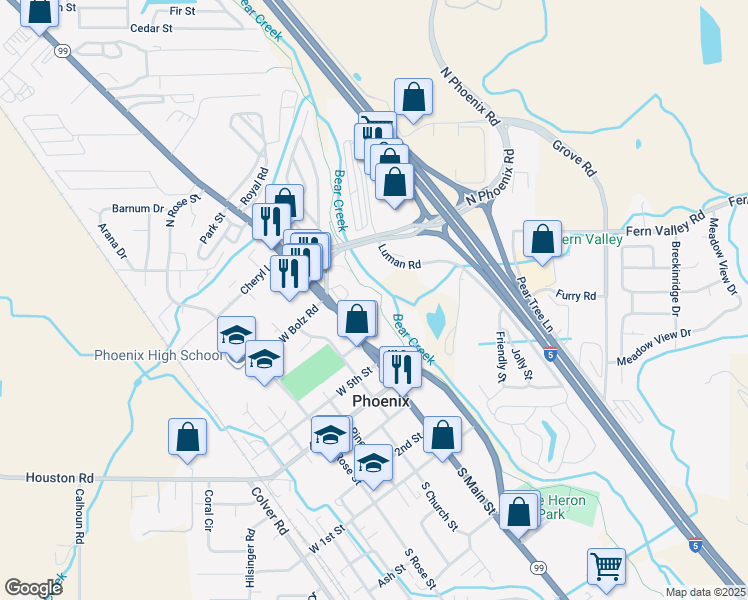 map of restaurants, bars, coffee shops, grocery stores, and more near 610 North Main Street in Phoenix