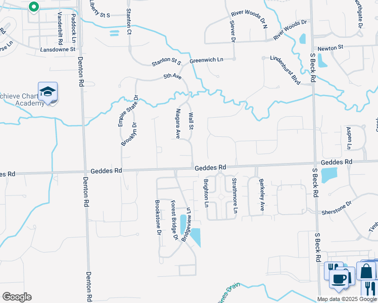 map of restaurants, bars, coffee shops, grocery stores, and more near 3639 Times Square Boulevard in Canton