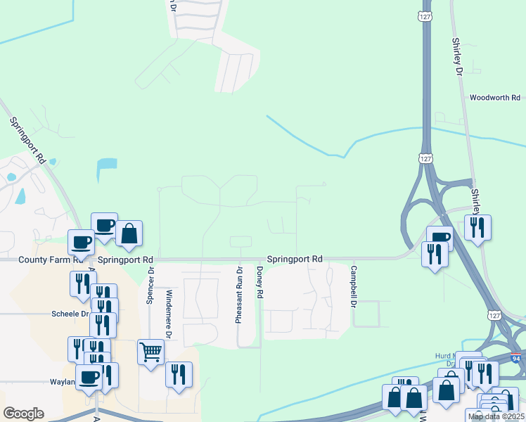 map of restaurants, bars, coffee shops, grocery stores, and more near 3250 Kingsbrooke Drive in Jackson