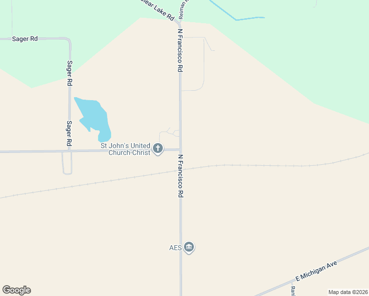 map of restaurants, bars, coffee shops, grocery stores, and more near 309 North Francisco Road in Grass Lake
