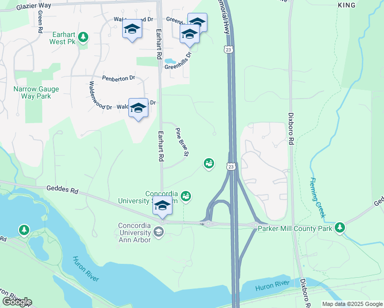 map of restaurants, bars, coffee shops, grocery stores, and more near 436-438 Pine Brae Street in Ann Arbor