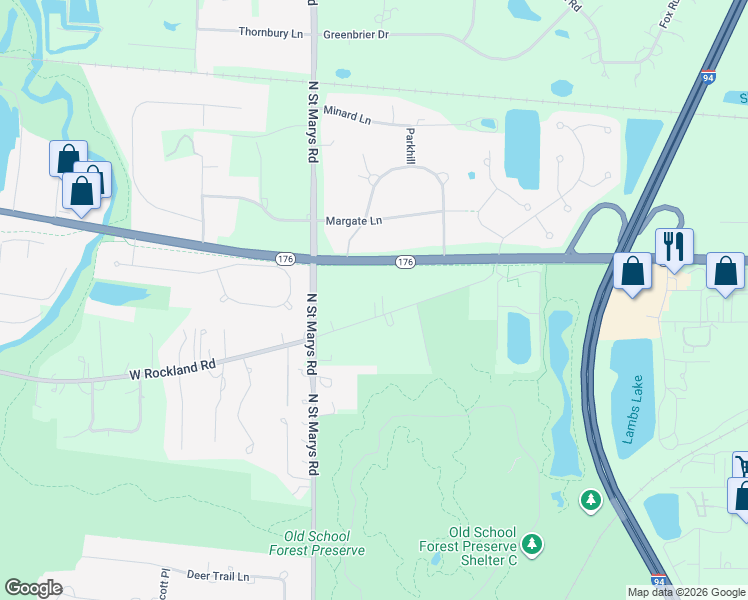 map of restaurants, bars, coffee shops, grocery stores, and more near 14868 West Rockland Road in Libertyville