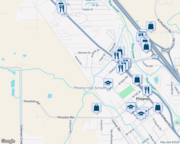 map of restaurants, bars, coffee shops, grocery stores, and more near 953 N Rose St in Phoenix