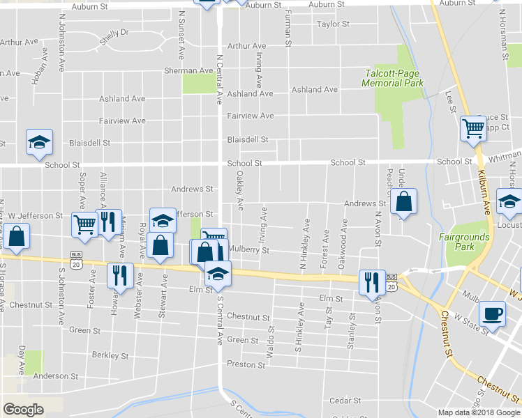 map of restaurants, bars, coffee shops, grocery stores, and more near 326 Irving Avenue in Rockford