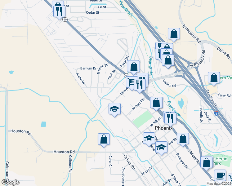 map of restaurants, bars, coffee shops, grocery stores, and more near 214 Cheryl Lane in Phoenix