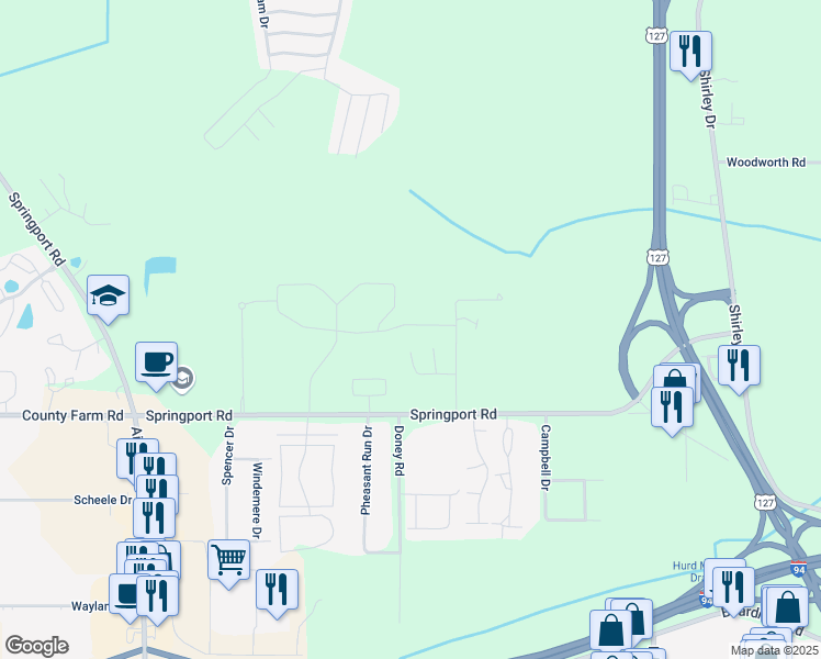 map of restaurants, bars, coffee shops, grocery stores, and more near 3250 Kingsbrooke Drive in Jackson