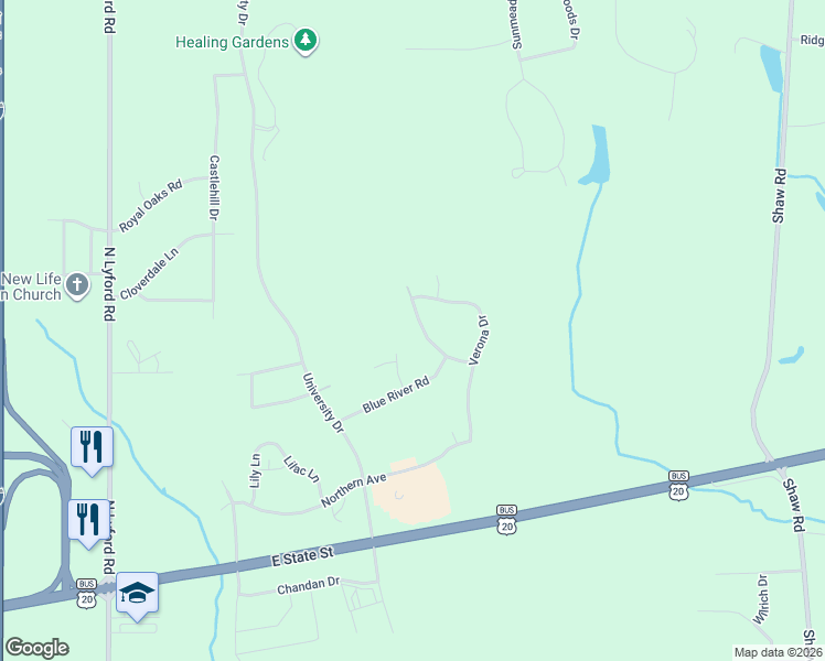 map of restaurants, bars, coffee shops, grocery stores, and more near 522 Cross Plains Road in Rockford