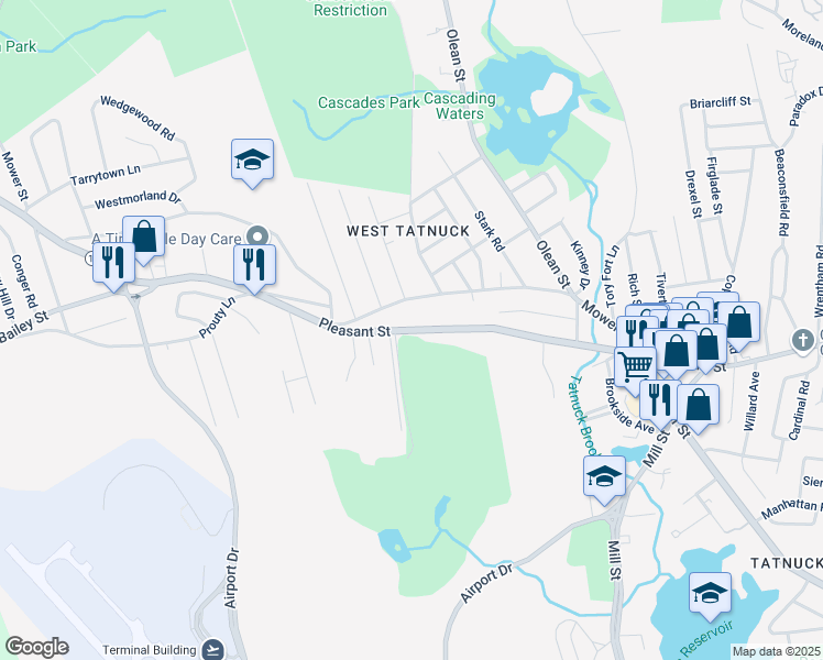 map of restaurants, bars, coffee shops, grocery stores, and more near 1222 Pleasant Street in Worcester