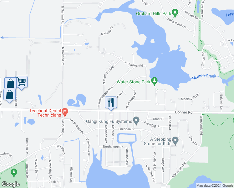 map of restaurants, bars, coffee shops, grocery stores, and more near 28606 North Monroe Avenue in Wauconda