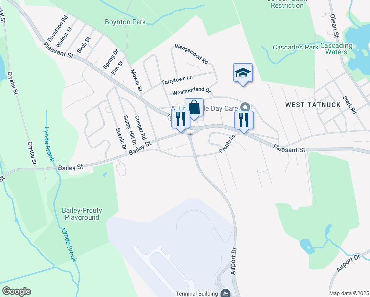map of restaurants, bars, coffee shops, grocery stores, and more near 14 Bainridge Road in Worcester