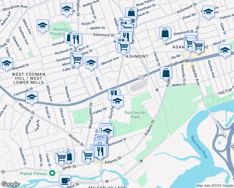 map of restaurants, bars, coffee shops, grocery stores, and more near 11 Brookvale Street in Boston