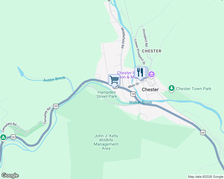 map of restaurants, bars, coffee shops, grocery stores, and more near 191 U.S. 20 in Chester