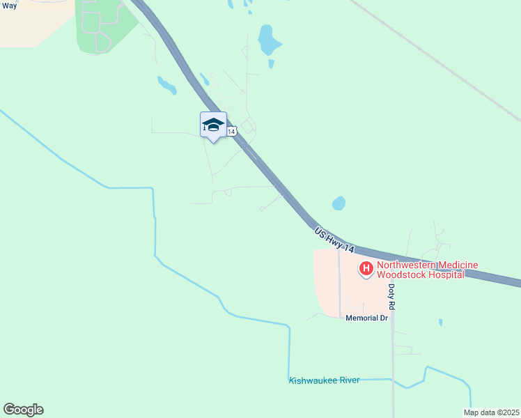 map of restaurants, bars, coffee shops, grocery stores, and more near 10511 U.S. 14 in Woodstock