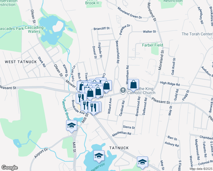 map of restaurants, bars, coffee shops, grocery stores, and more near 22 Copperfield Road in Worcester