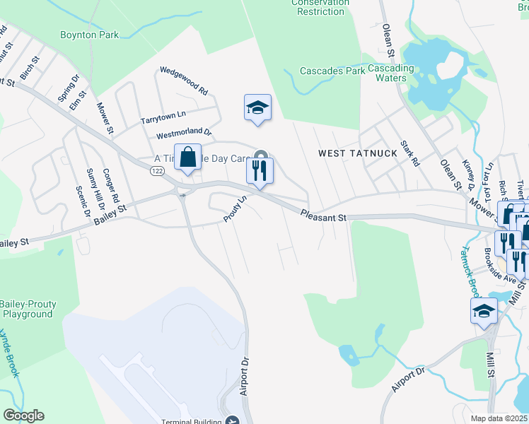 map of restaurants, bars, coffee shops, grocery stores, and more near 63 Rockrimmon Road in Worcester