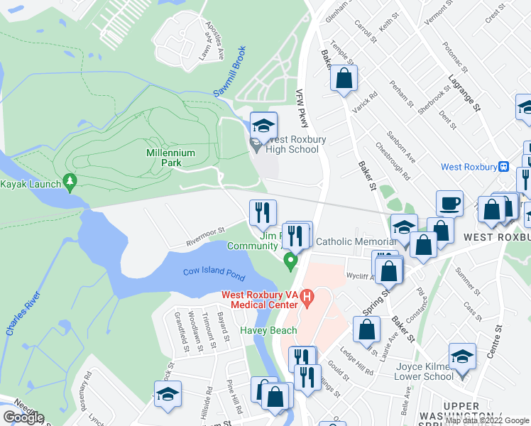 map of restaurants, bars, coffee shops, grocery stores, and more near 3 in Boston