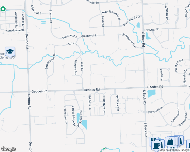 map of restaurants, bars, coffee shops, grocery stores, and more near 3614 Wiltshire Drive in Canton