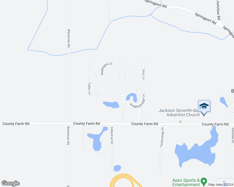 map of restaurants, bars, coffee shops, grocery stores, and more near Montgomery Court in Blackman