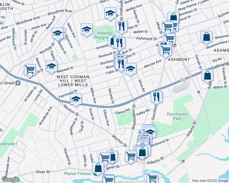 map of restaurants, bars, coffee shops, grocery stores, and more near 29 Fendale Avenue in Boston