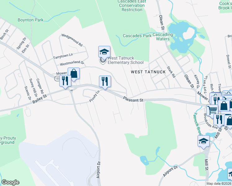 map of restaurants, bars, coffee shops, grocery stores, and more near 24 Baxter Street in Worcester
